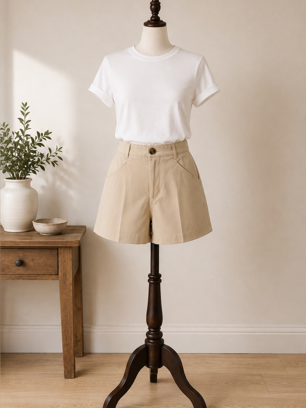 Zara Beige Comfortable High Rise Pull On Shorts Size Small Coastal